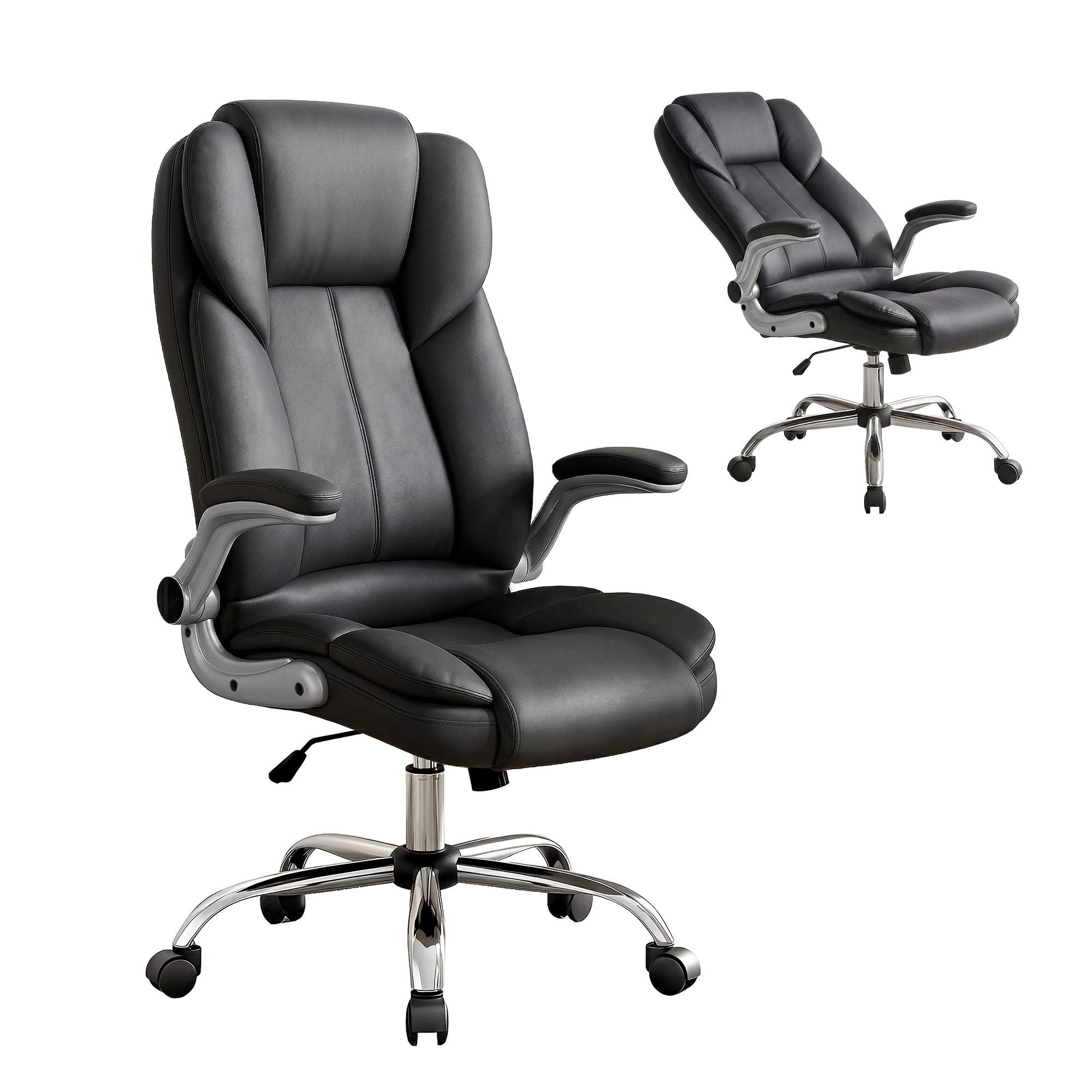 Artiss Executive Office Chair Leather Tilt Black Bedworld