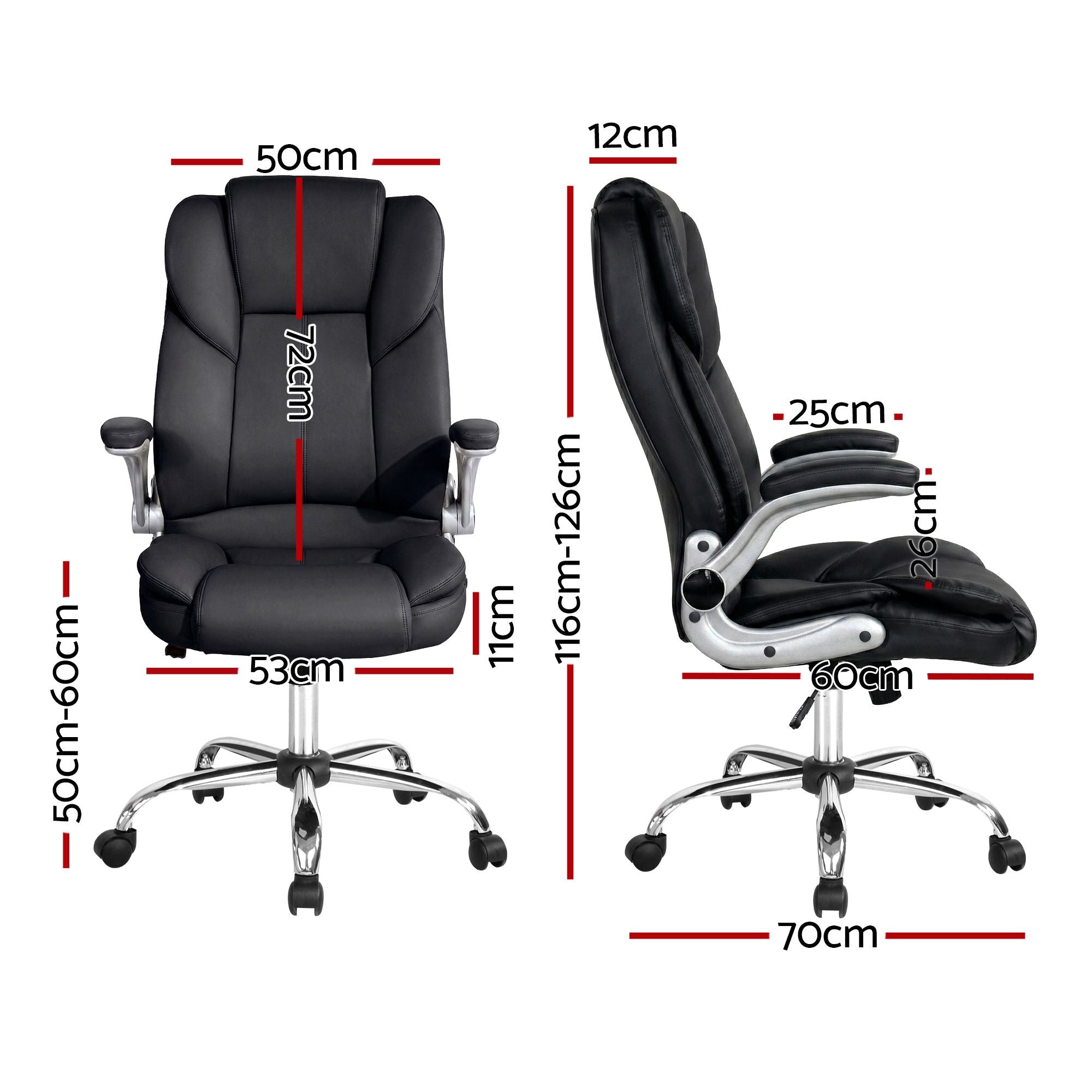 Artiss Executive Office Chair Leather Tilt Black Bedworld
