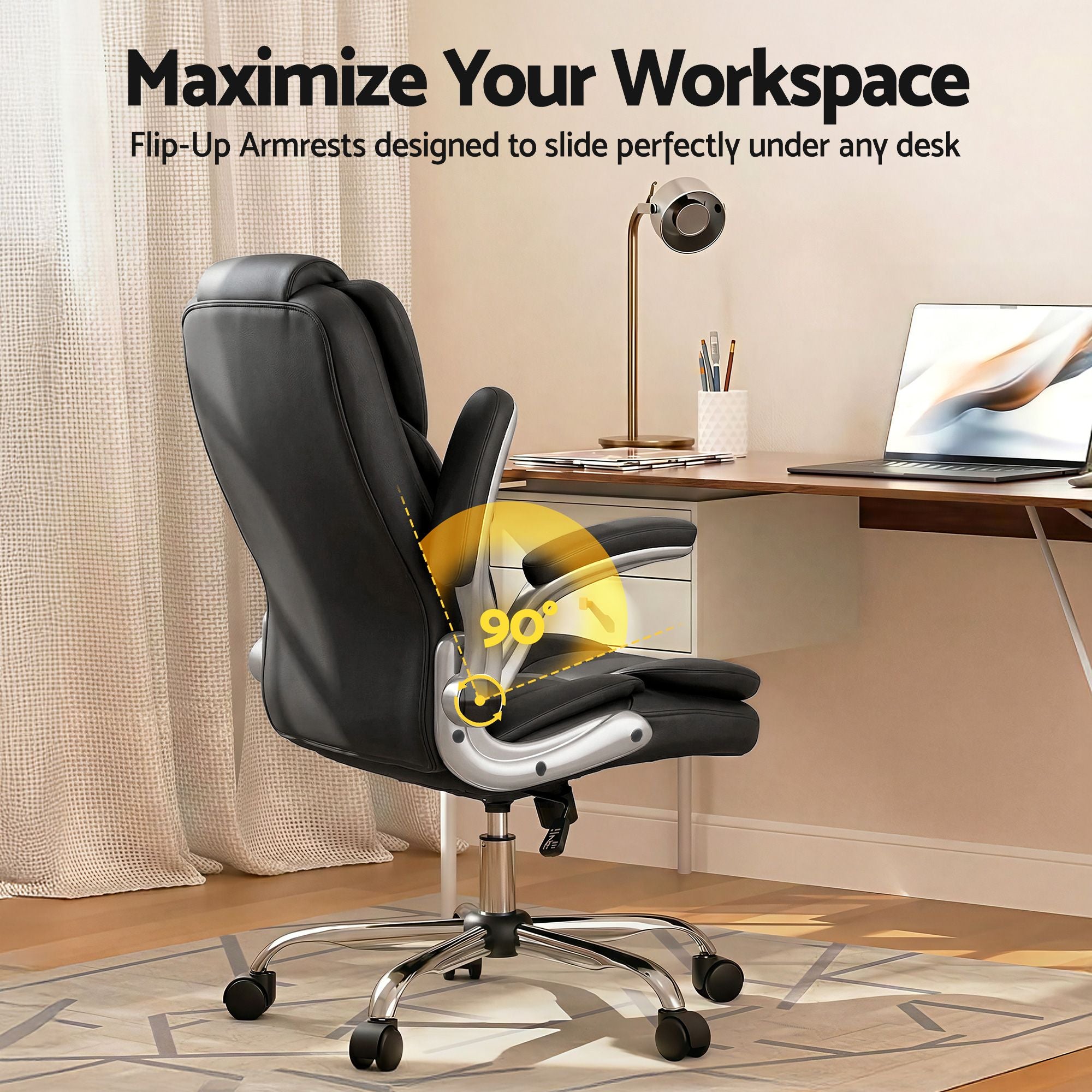 Artiss Executive Office Chair Leather Tilt Black Bedworld