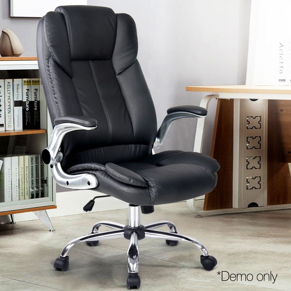 Artiss Executive Office Chair Leather Tilt Black Bedworld