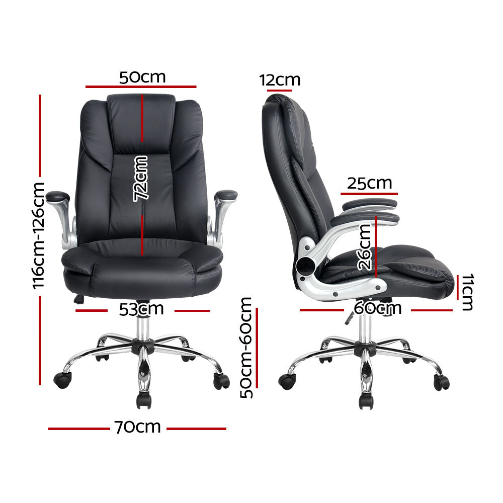 Black Artiss Executive Office Chair - Leather Tilt