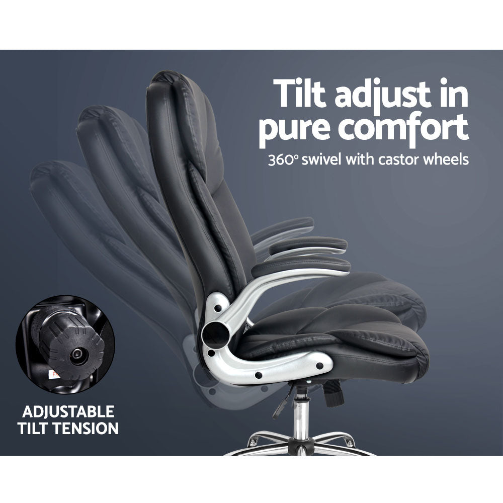 Black Artiss Executive Office Chair - Leather Tilt