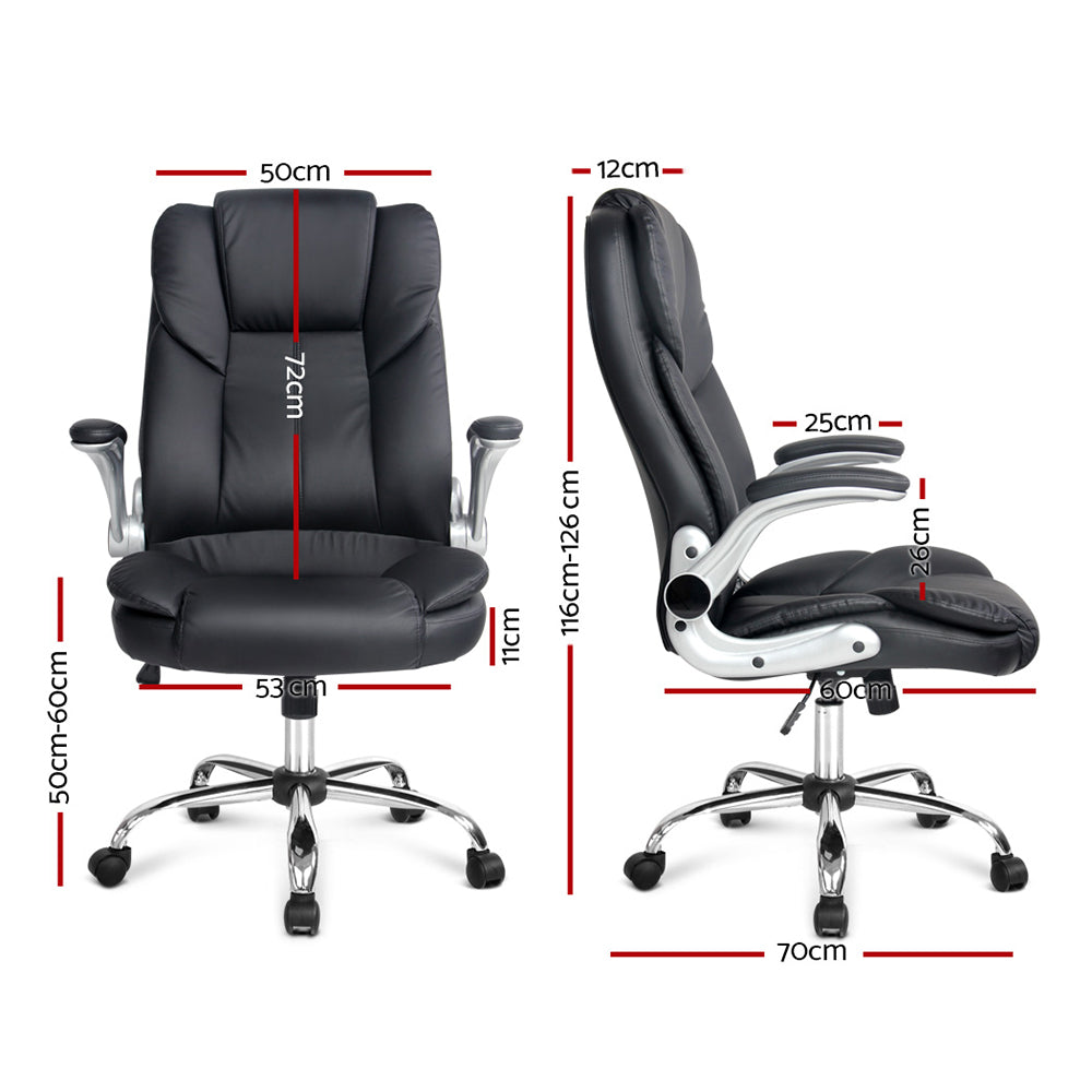 Black Artiss Executive Office Chair - Leather Tilt