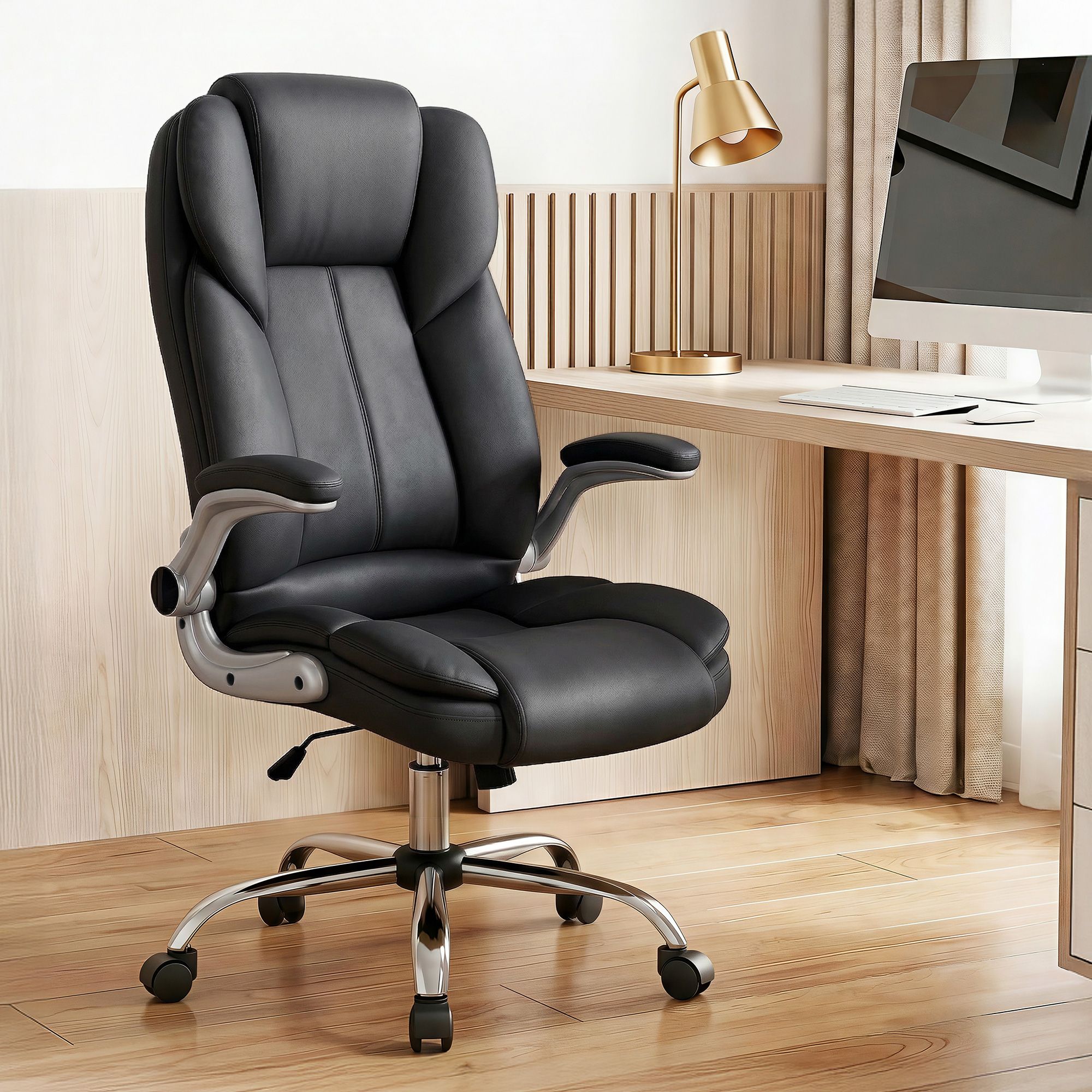 Artiss Executive Office Chair Leather Tilt Black Bedworld