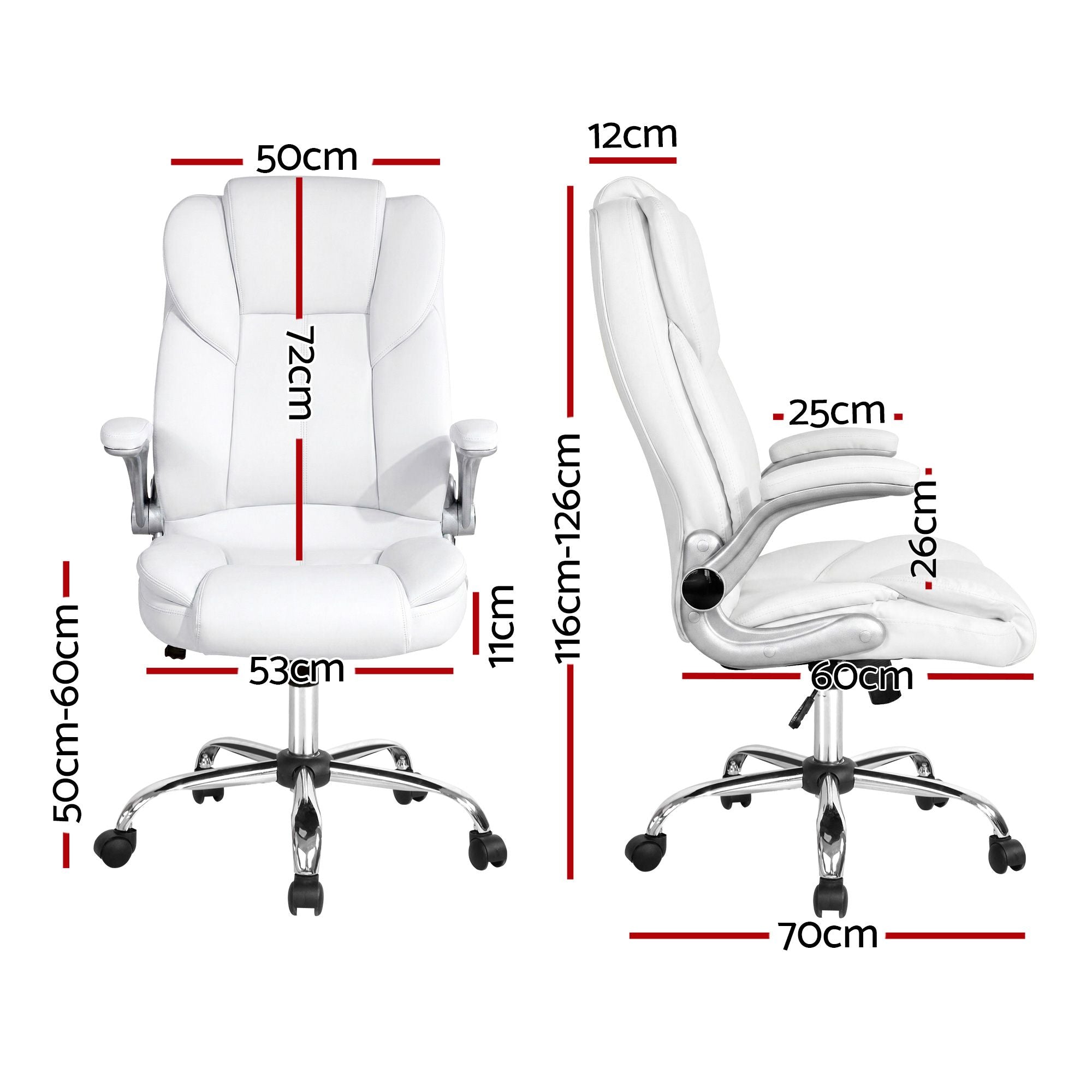 Artiss Executive Office Chair Leather Tilt White Bedworld