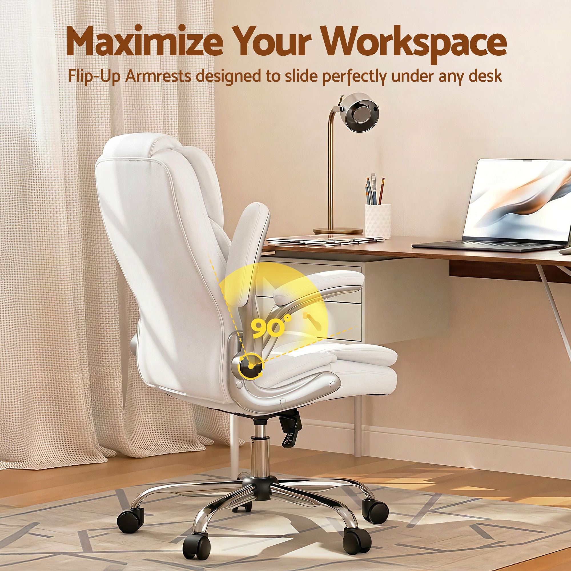 Artiss Executive Office Chair Leather Tilt White Bedworld