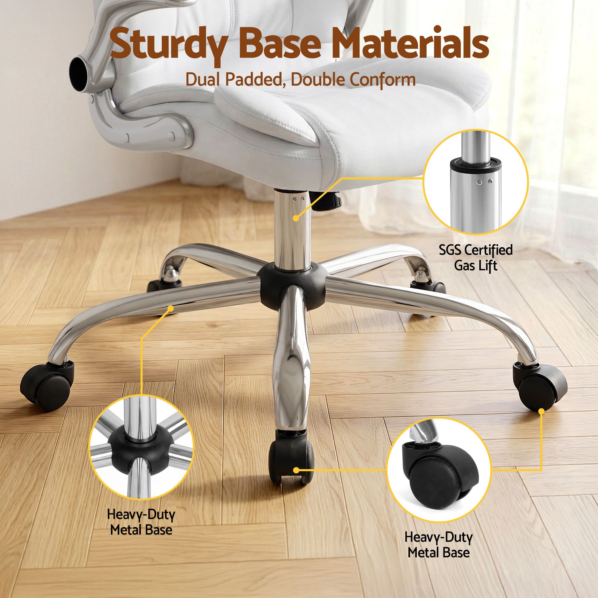 Artiss Executive Office Chair Leather Tilt White Bedworld