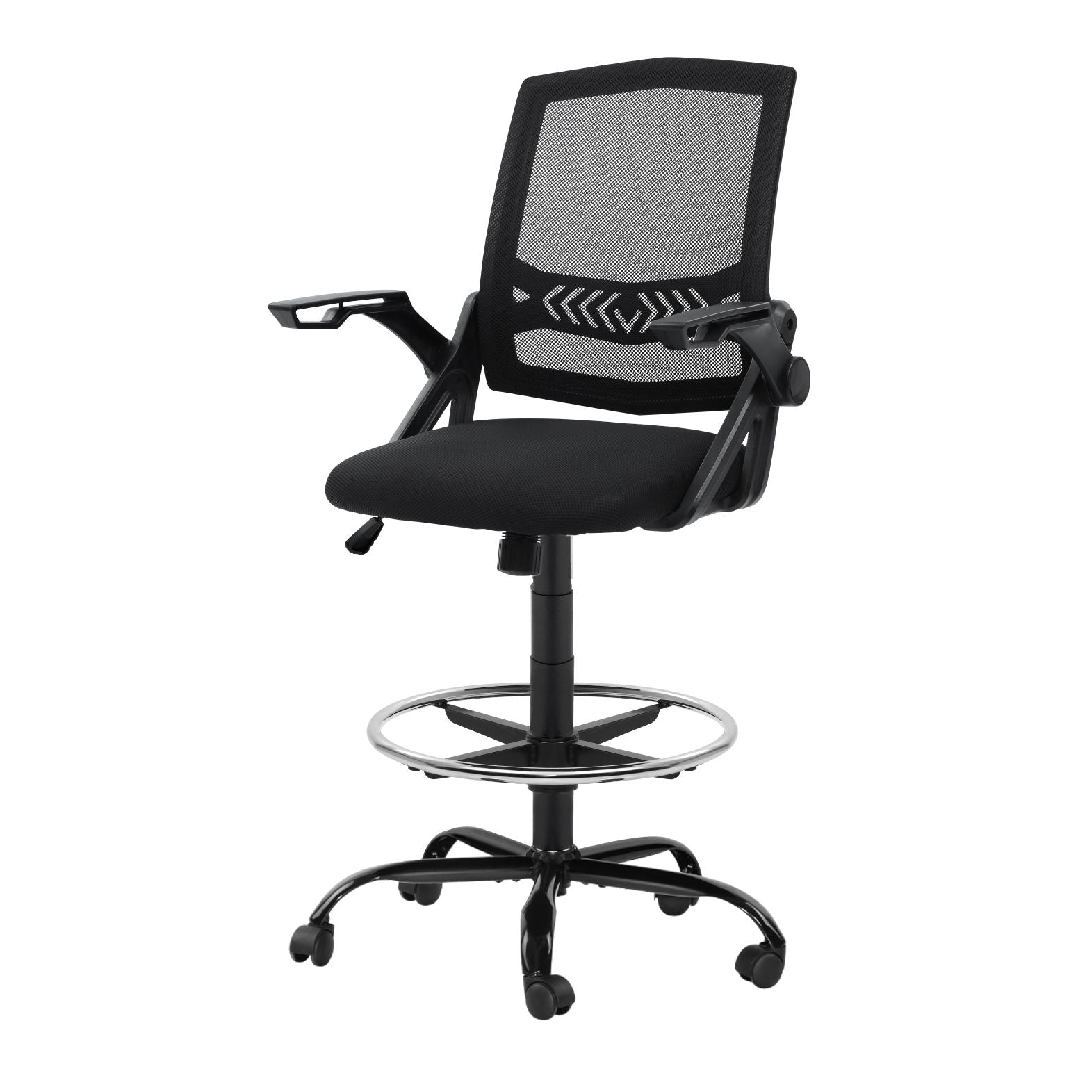 Artiss Office Chair Drafting Stool Mesh Chairs Black Bedworld