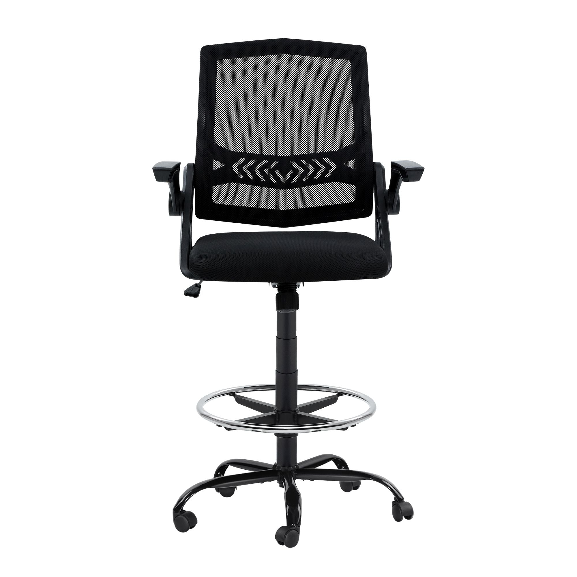 Artiss Office Chair Drafting Stool Mesh Chairs Black Bedworld