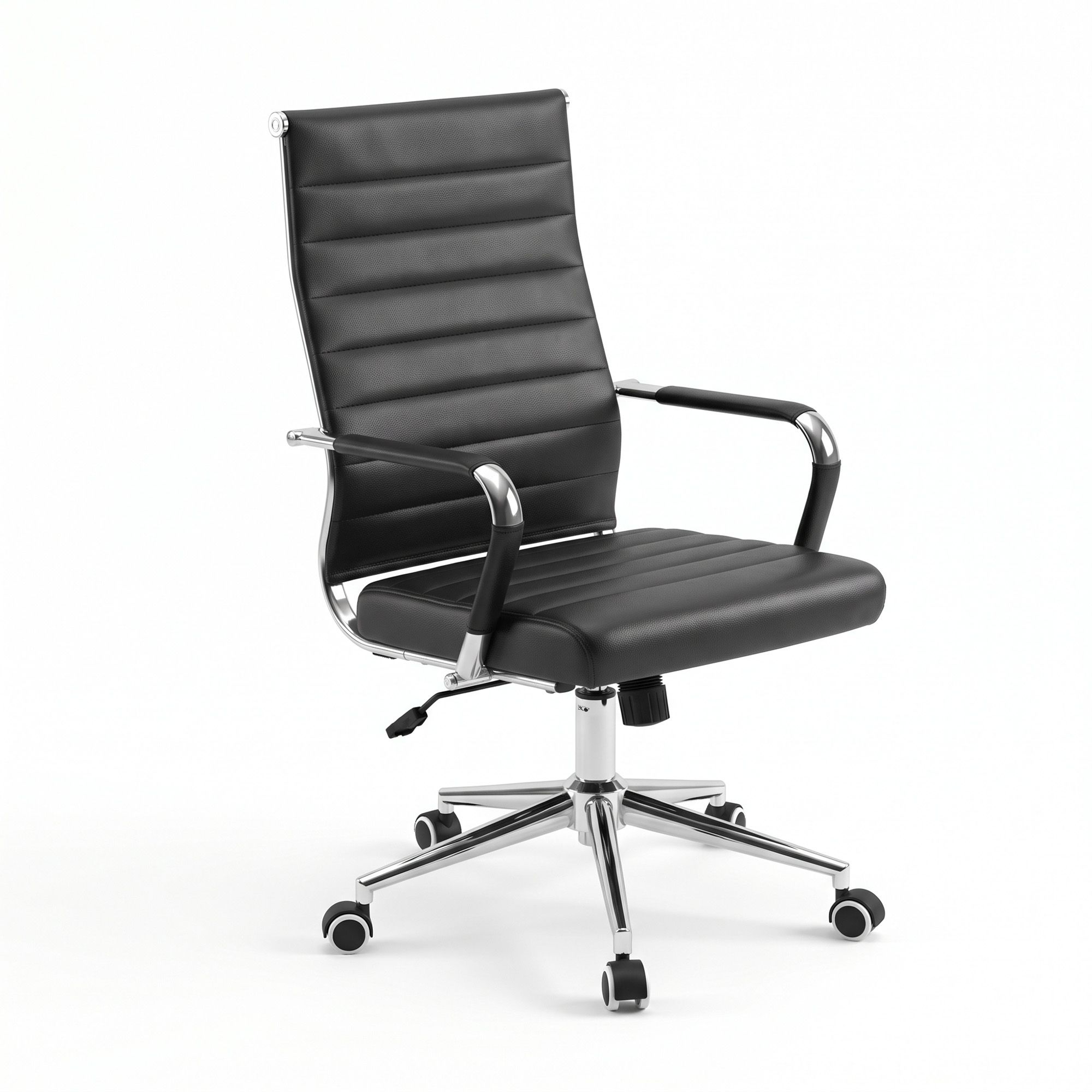 Artiss Conference Office Chair Swivel Computer Chair High Back Ribbed PU Leather Black Bedworld