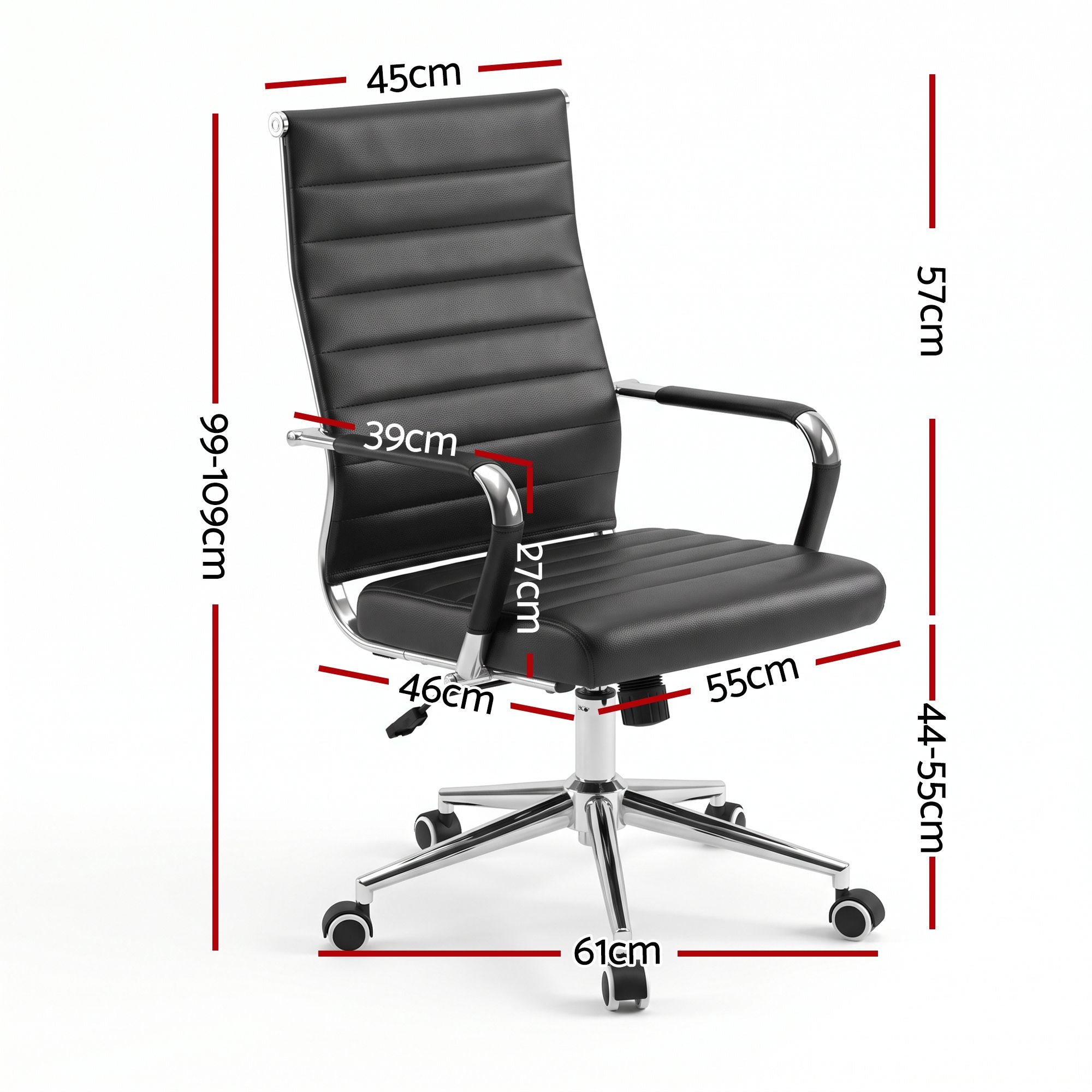 Artiss Conference Office Chair Swivel Computer Chair High Back Ribbed PU Leather Black Bedworld