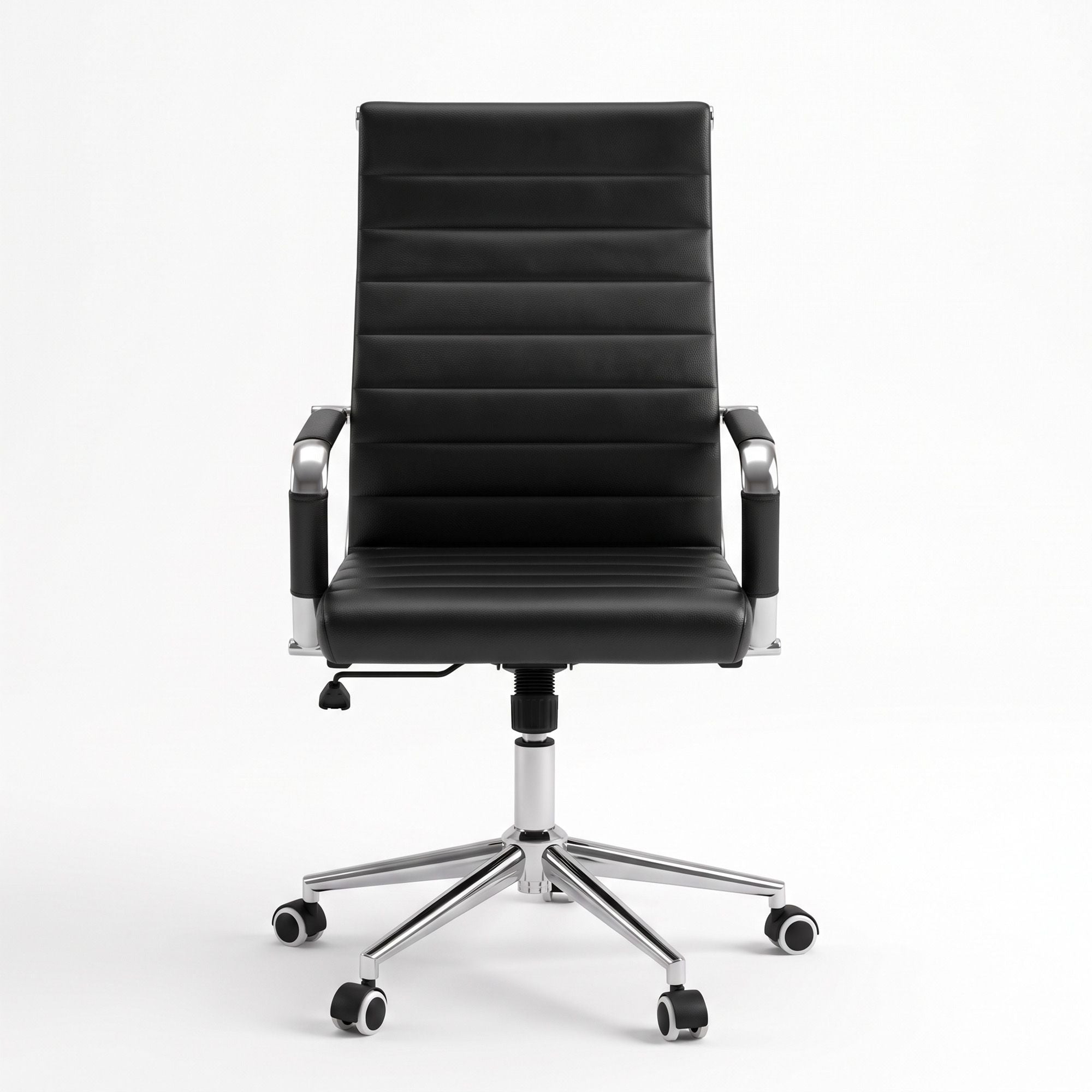 Artiss Conference Office Chair Swivel Computer Chair High Back Ribbed PU Leather Black Bedworld