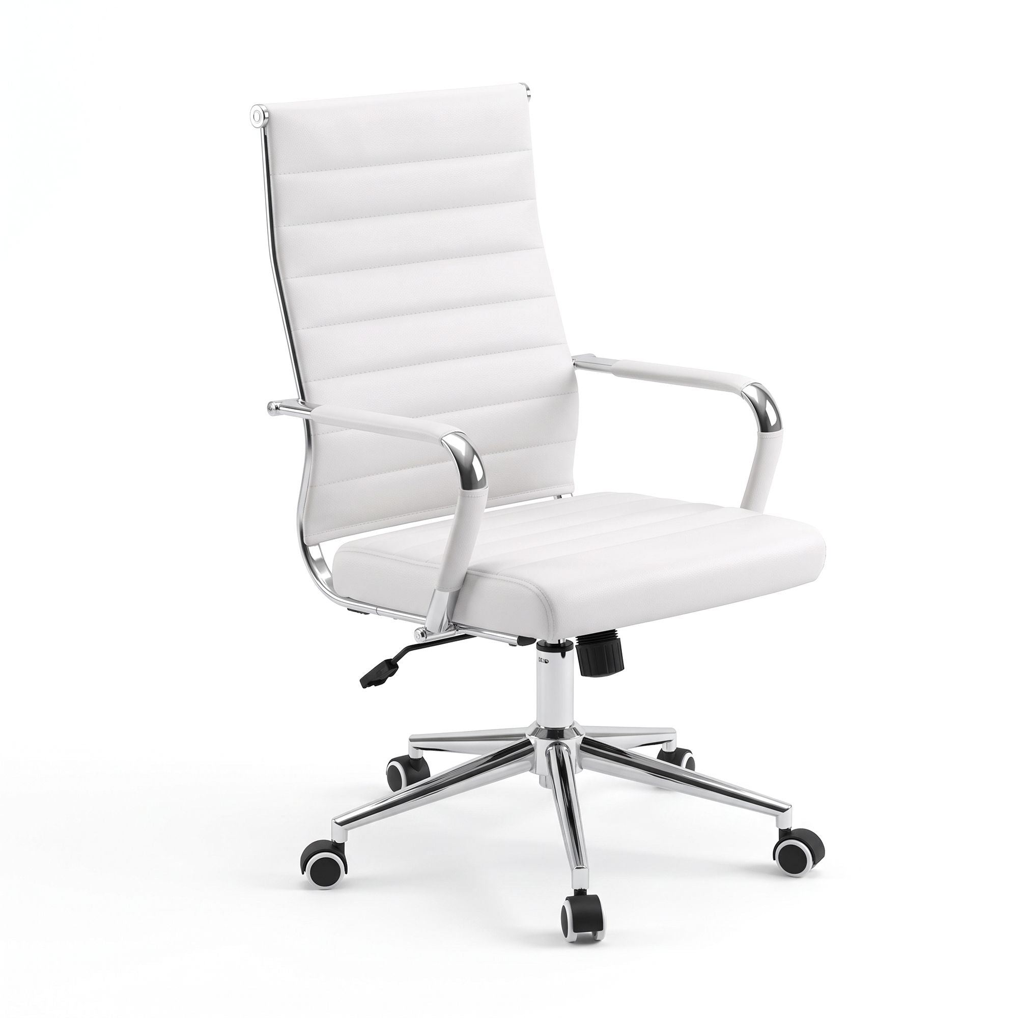 Artiss Conference Office Chair Swivel Computer Chair High Back Ribbed PU Leather White Bedworld