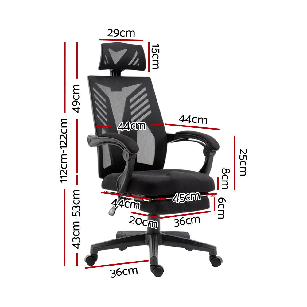 Black Artiss Mesh Office Chair - Recliner