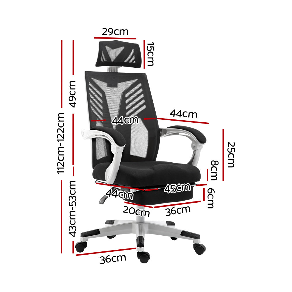 Artiss Mesh Office Chair - Recliner, Black/White
