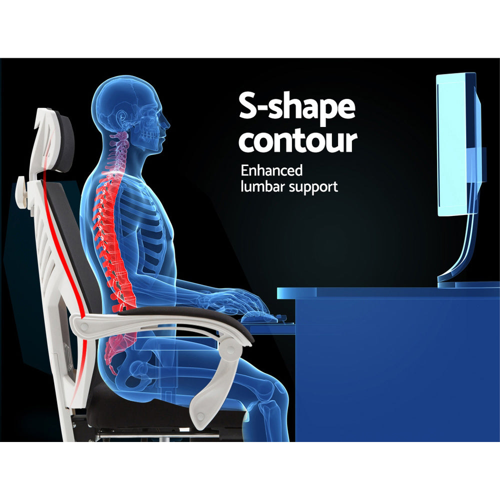 Artiss Mesh Office Chair - Recliner, Black/White