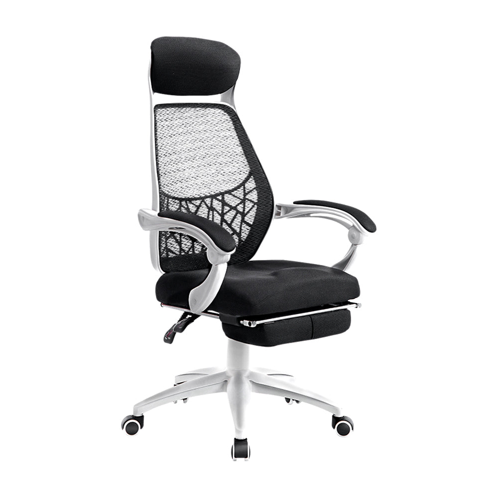 Black & White Artiss Mesh Recliner Office Chair
