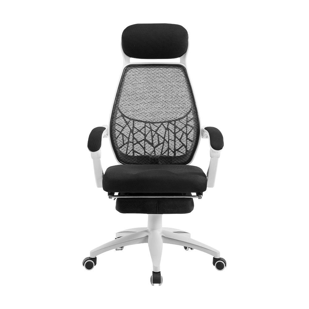 Black & White Artiss Mesh Recliner Office Chair
