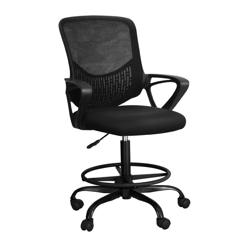 Artiss Office Chair Drafting Stool Mesh Chairs Black Bedworld