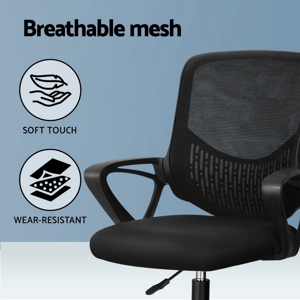 Artiss Office Chair Drafting Stool Mesh Chairs Black Bedworld