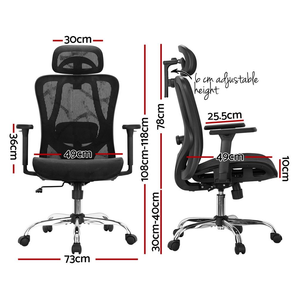 Artiss Ergonomic Office Chair Recline Black Bedworld