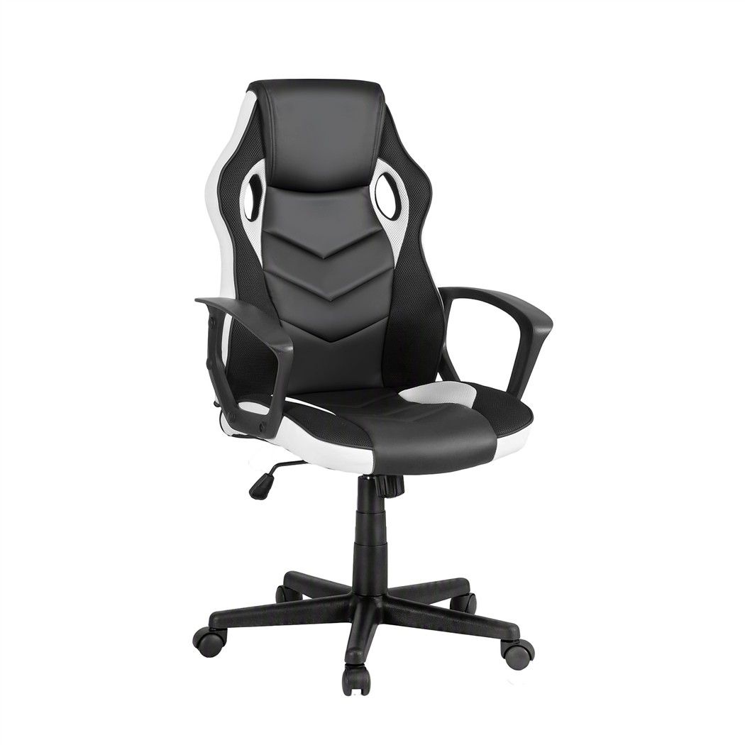 Astiss Gaming Office Chair Desk Racing Computer Chairs Executive Home Black & White Bedworld
