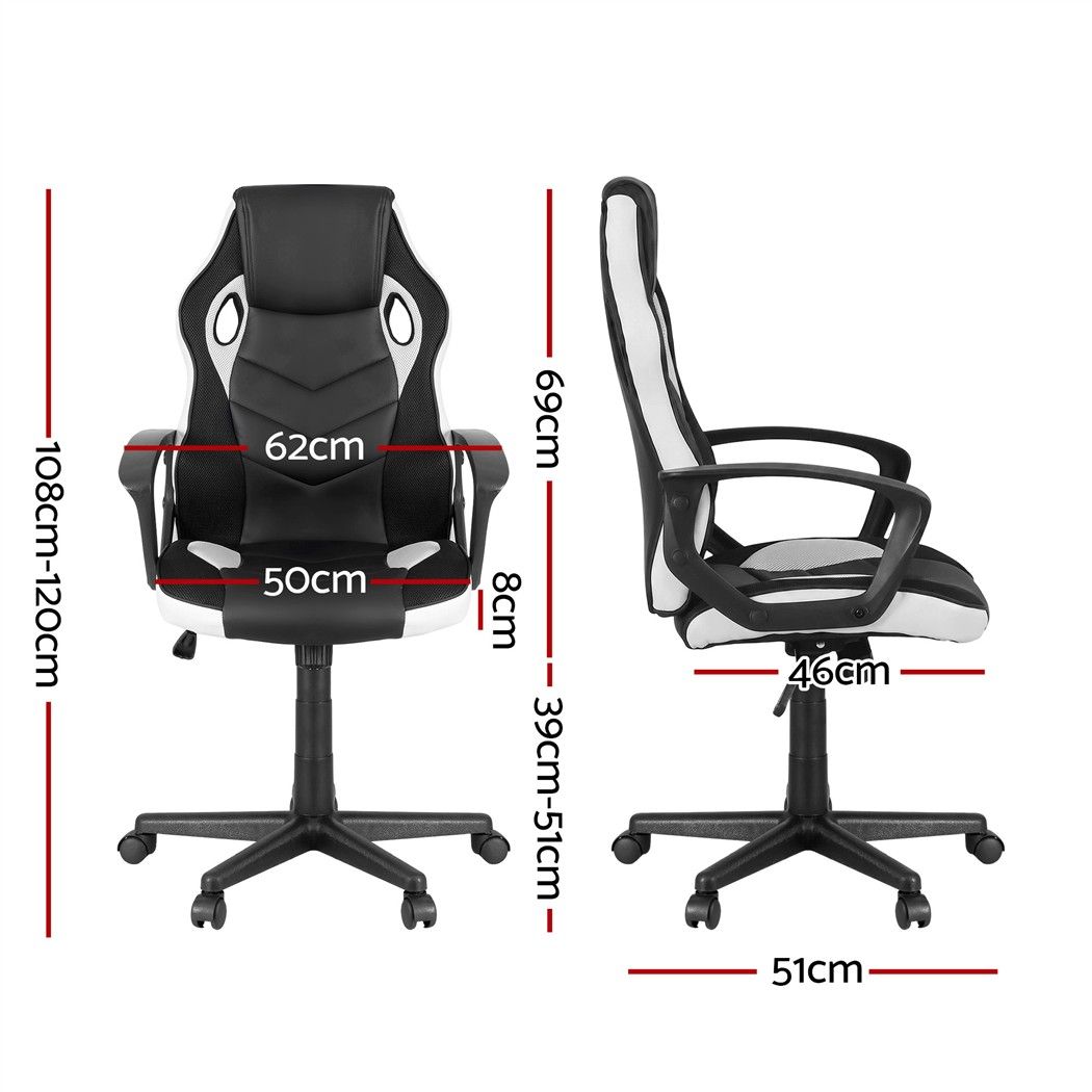 Astiss Gaming Office Chair Desk Racing Computer Chairs Executive Home Black & White Bedworld
