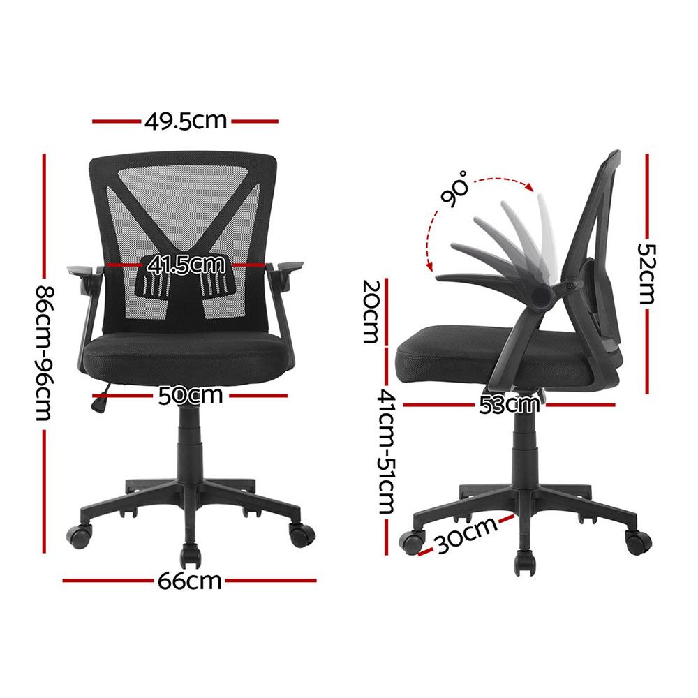 Artiss 2x Mesh Office Chair Mid Back Black Bedworld