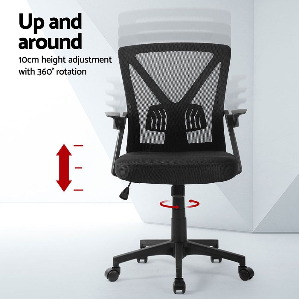 Artiss 2x Mesh Office Chair Mid Back Black Bedworld