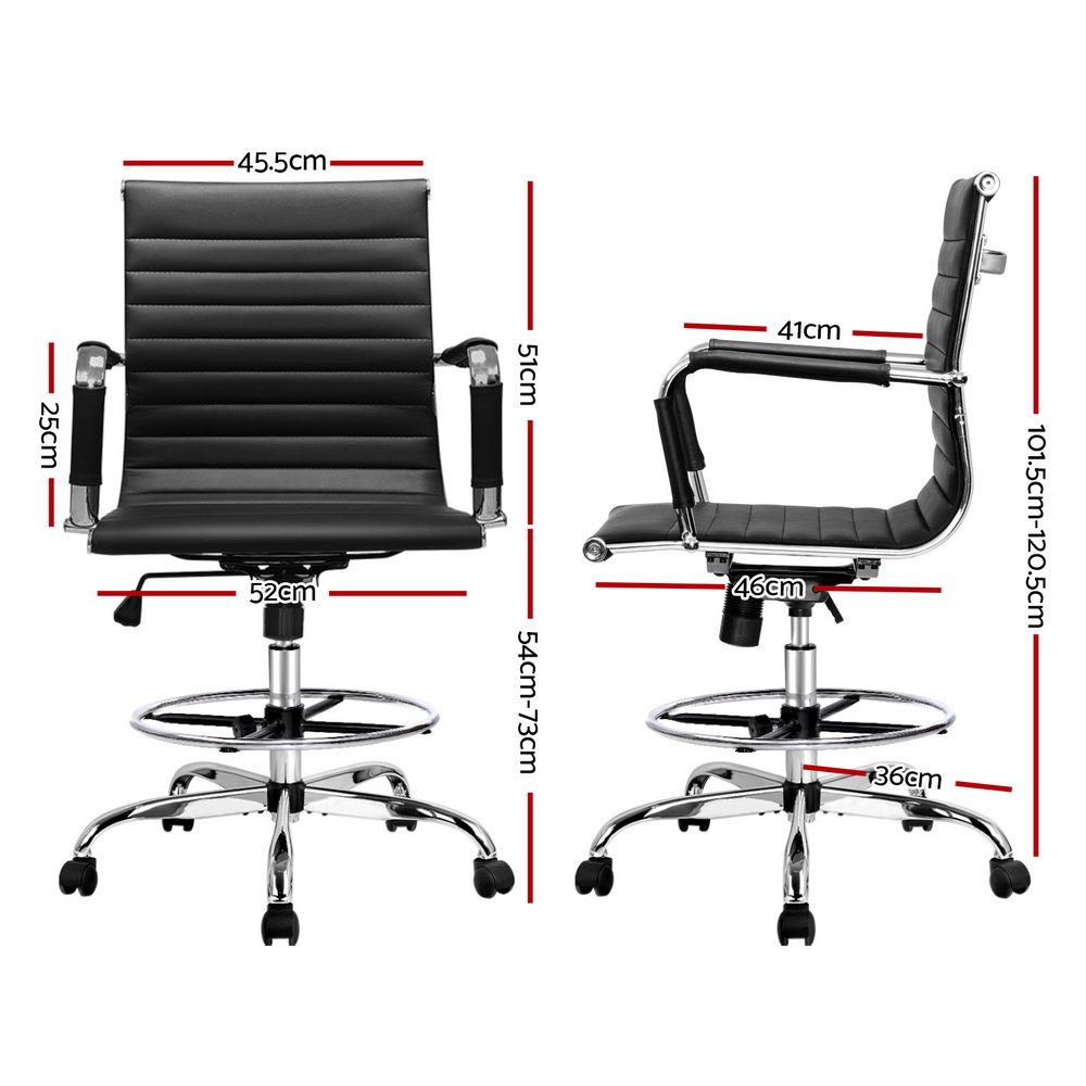 Artiss Office Chair Drafting Stool Leather Chairs Black Bedworld