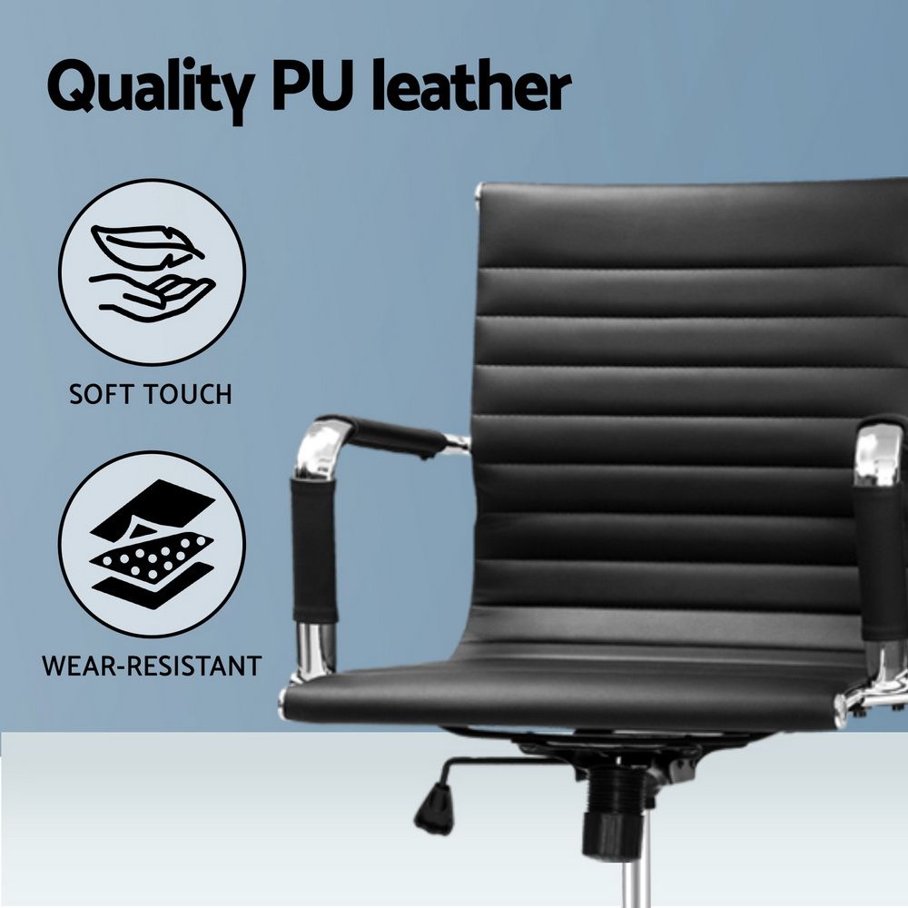 Artiss Office Chair Drafting Stool Leather Chairs Black Bedworld