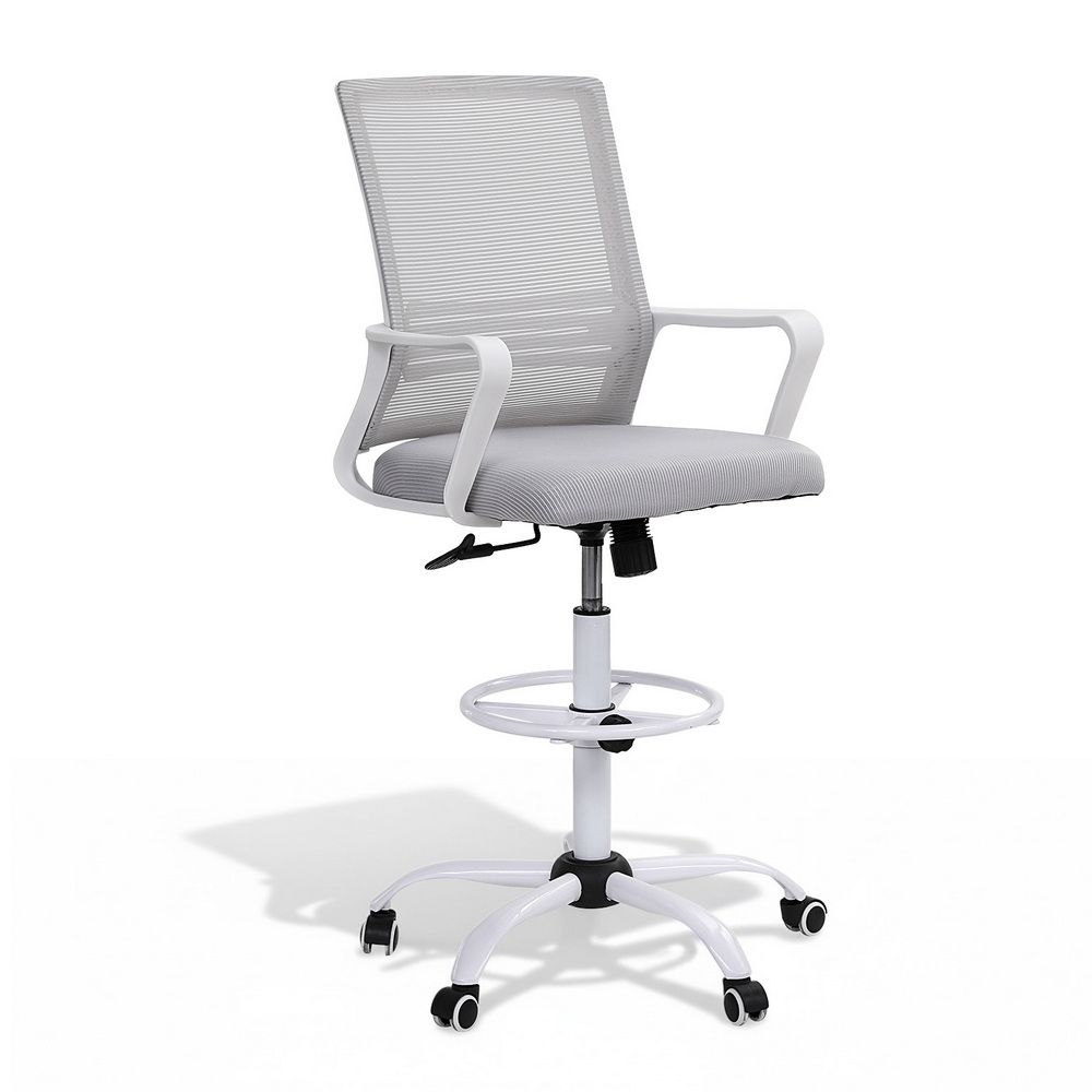 Artiss Office Chair Drafting Chairs Stool Computer Desk Studios Mesh White Bedworld