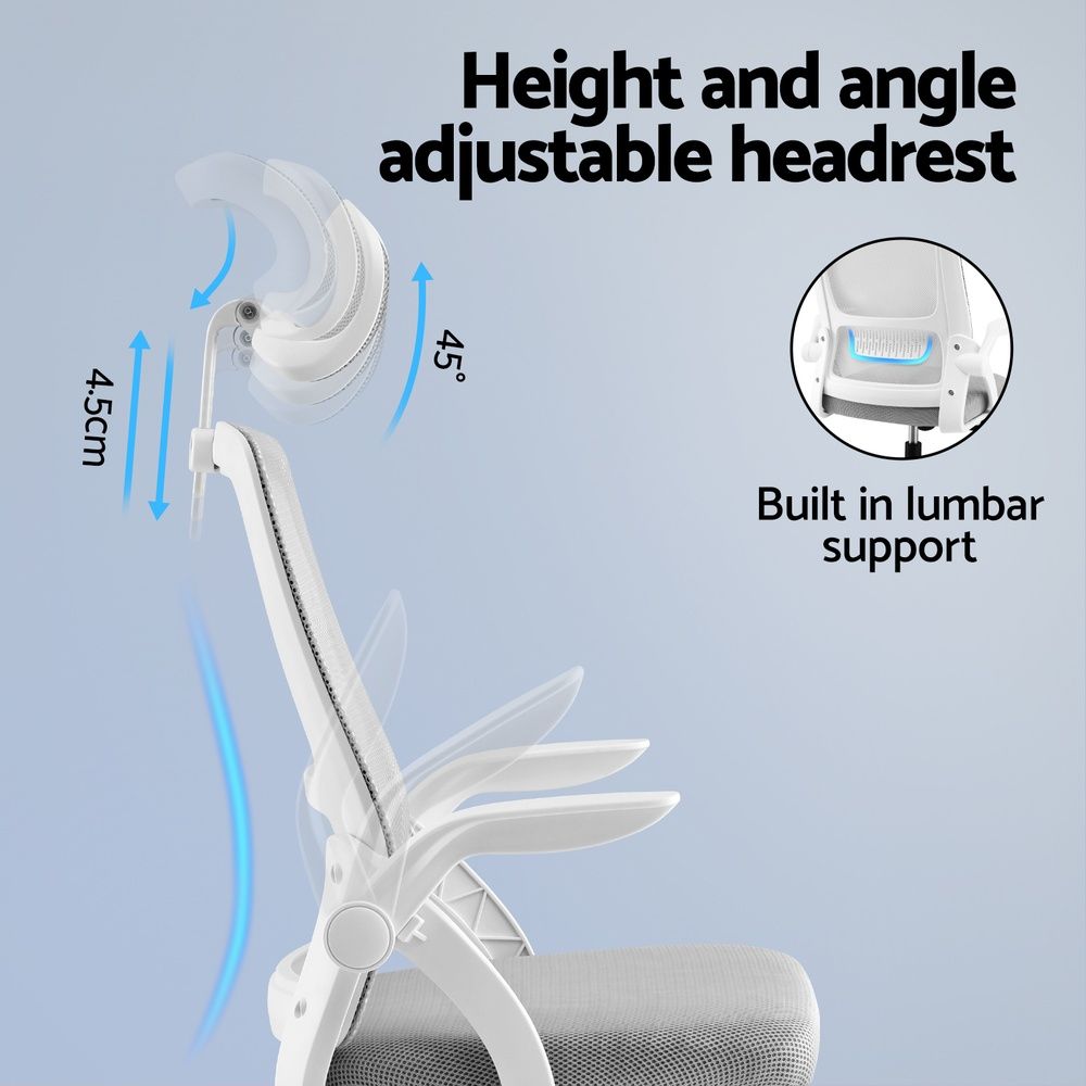 Artiss Ergonomic Office Chair Computer Desk Chairs Headrest Adjustable Grey Bedworld