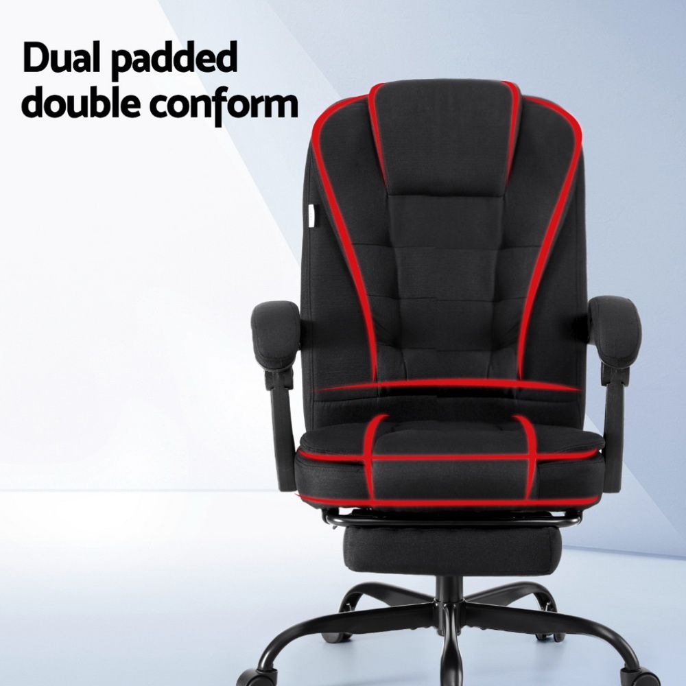 Artiss Office Chair Executive Fabric Seat Racing Computer Desk Chairs Footrest Bedworld