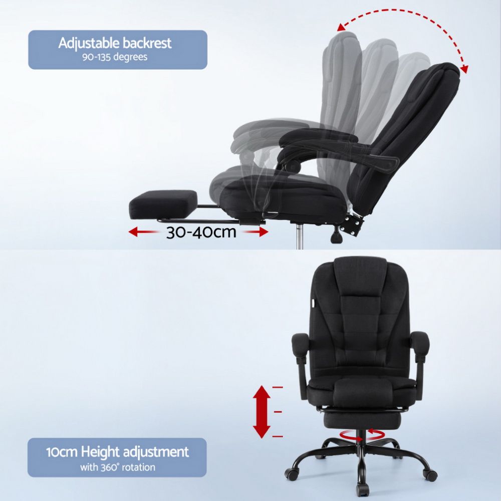 Artiss Office Chair Executive Fabric Seat Racing Computer Desk Chairs Footrest Bedworld