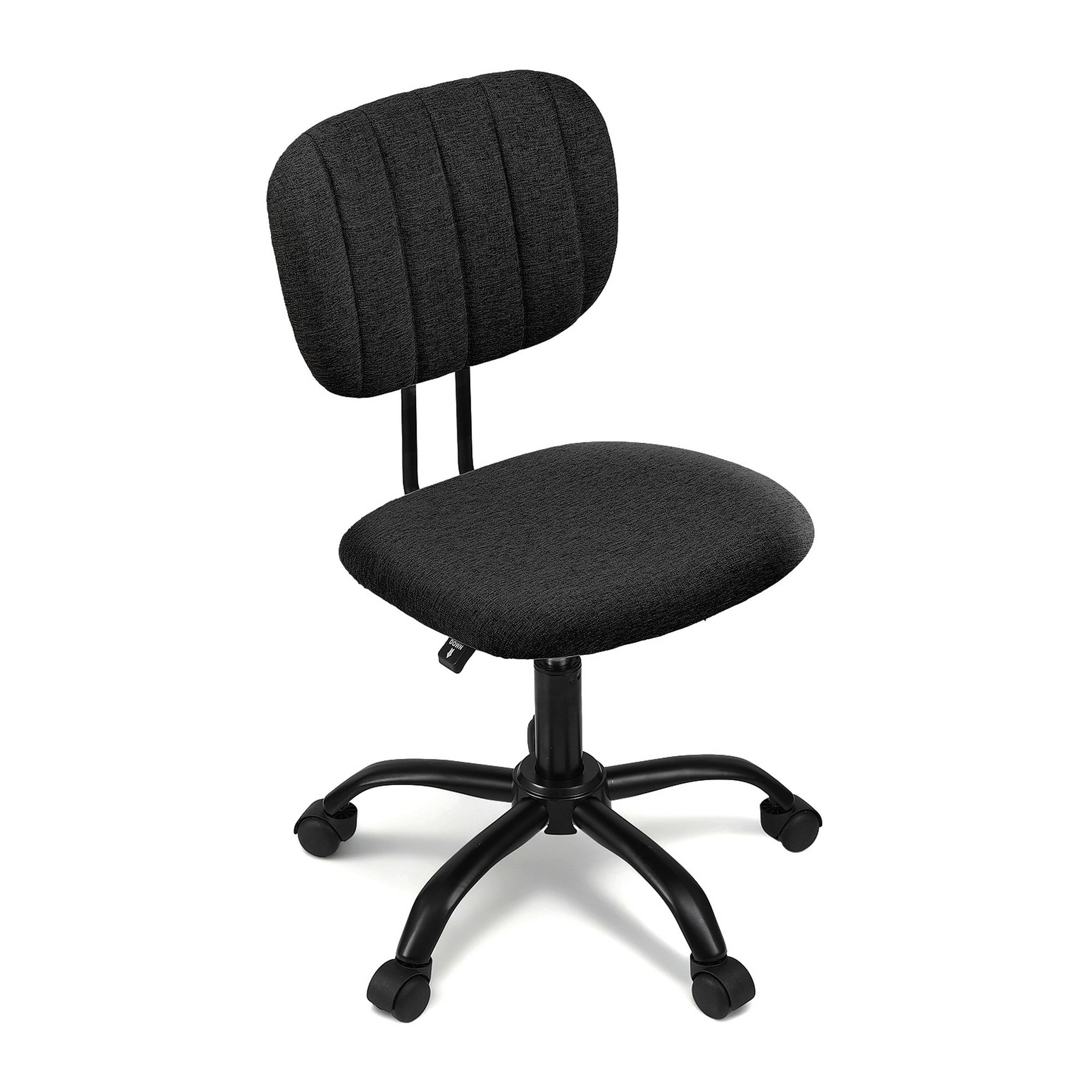 Artiss Armless Office Chair with Wheels, Ergonomic 360? Swivel Home Office Desk Chair, Height Adjustable Computer Task Chair with Fabric Back and Seat for Small Space, Black