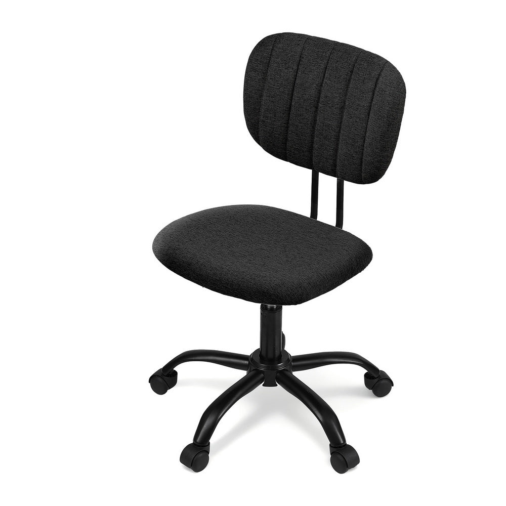 Artiss Armless Office Chair with Wheels, Ergonomic 360? Swivel Home Office Desk Chair, Height Adjustable Computer Task Chair with Fabric Back and Seat for Small Space, Black