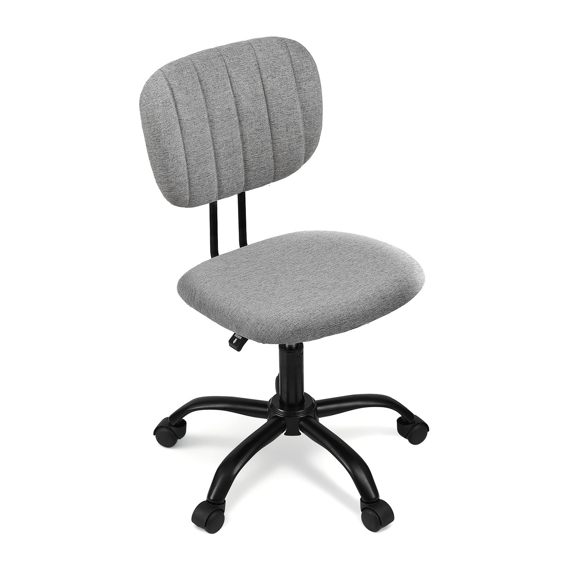 Artiss Armless Office Chair with Wheels, Ergonomic 360? Swivel Home Office Desk Chair, Height Adjustable Computer Task Chair with Fabric Back and Seat for Small Space, Grey