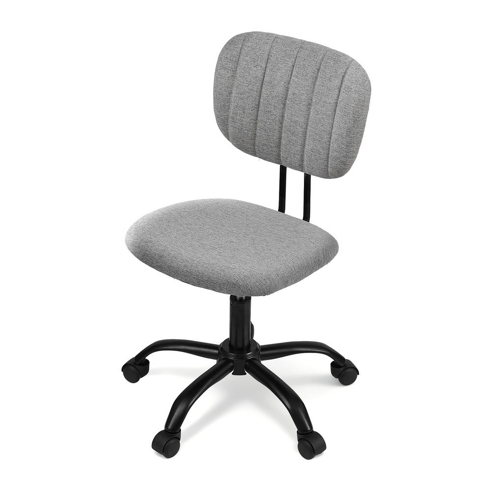 Artiss Armless Office Chair with Wheels, Ergonomic 360? Swivel Home Office Desk Chair, Height Adjustable Computer Task Chair with Fabric Back and Seat for Small Space, Grey