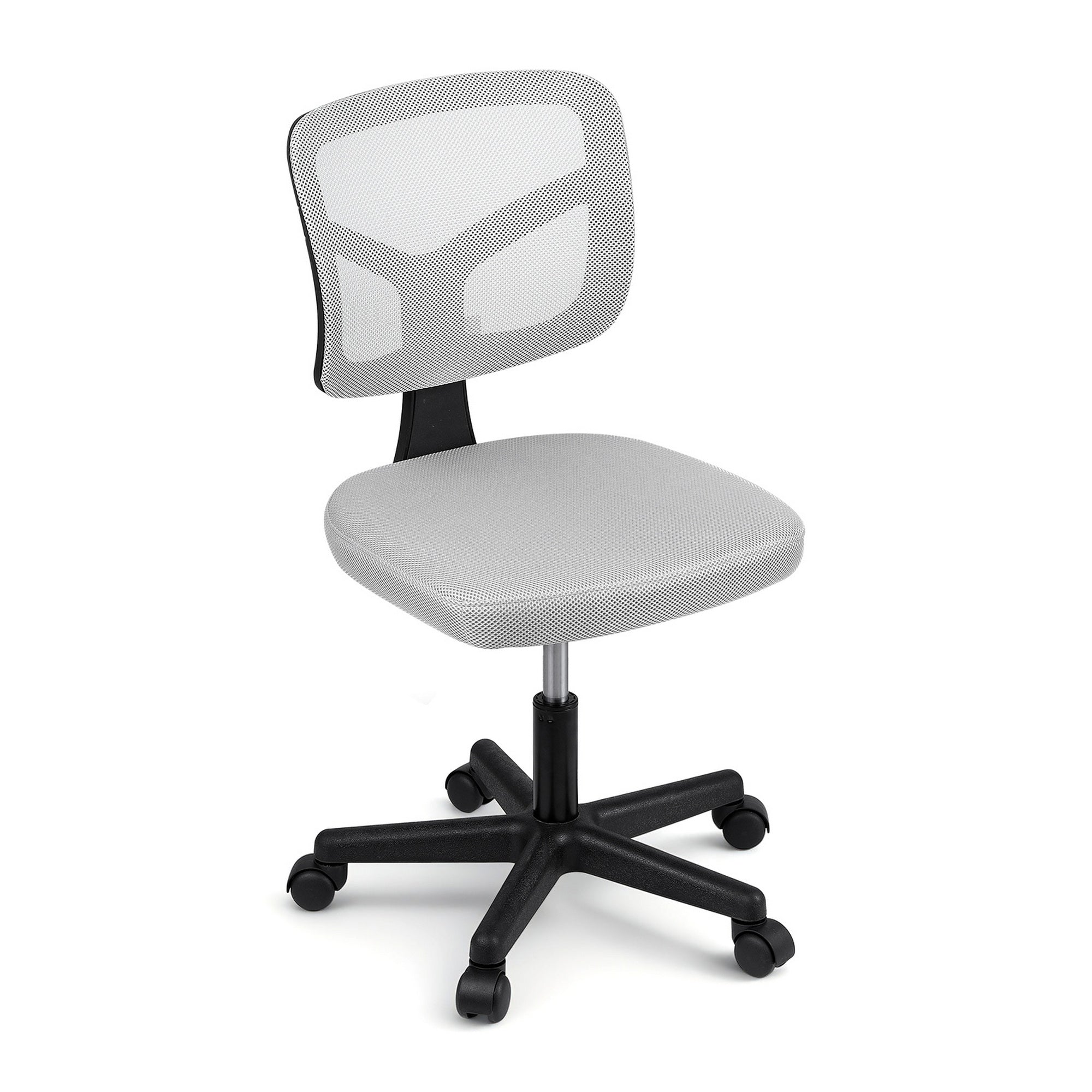 Artiss Armless Office Chair with Wheels, Ergonomic 360? Swivel Home Office Desk Chair, Height Adjustable Computer Task Chair with Fabric Back and Seat for Small Space, Grey
