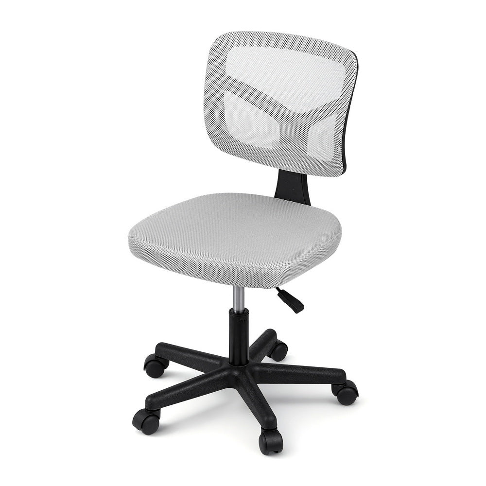 Artiss Armless Office Chair with Wheels, Ergonomic 360? Swivel Home Office Desk Chair, Height Adjustable Computer Task Chair with Fabric Back and Seat for Small Space, Grey