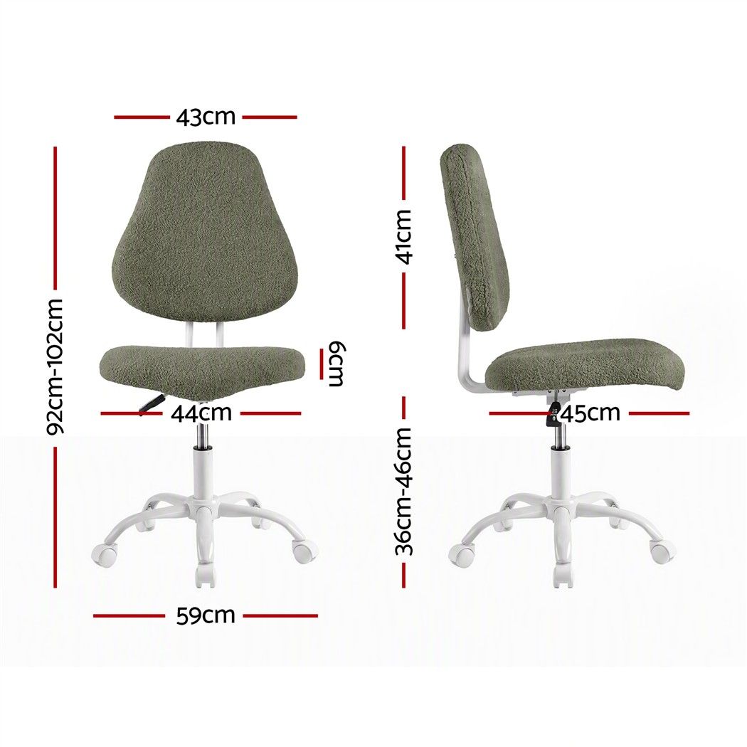 Artiss Armless Office Chair Ergonomic Soft Fleece Height Adjustable Vanity Desk Chair Green Bedworld