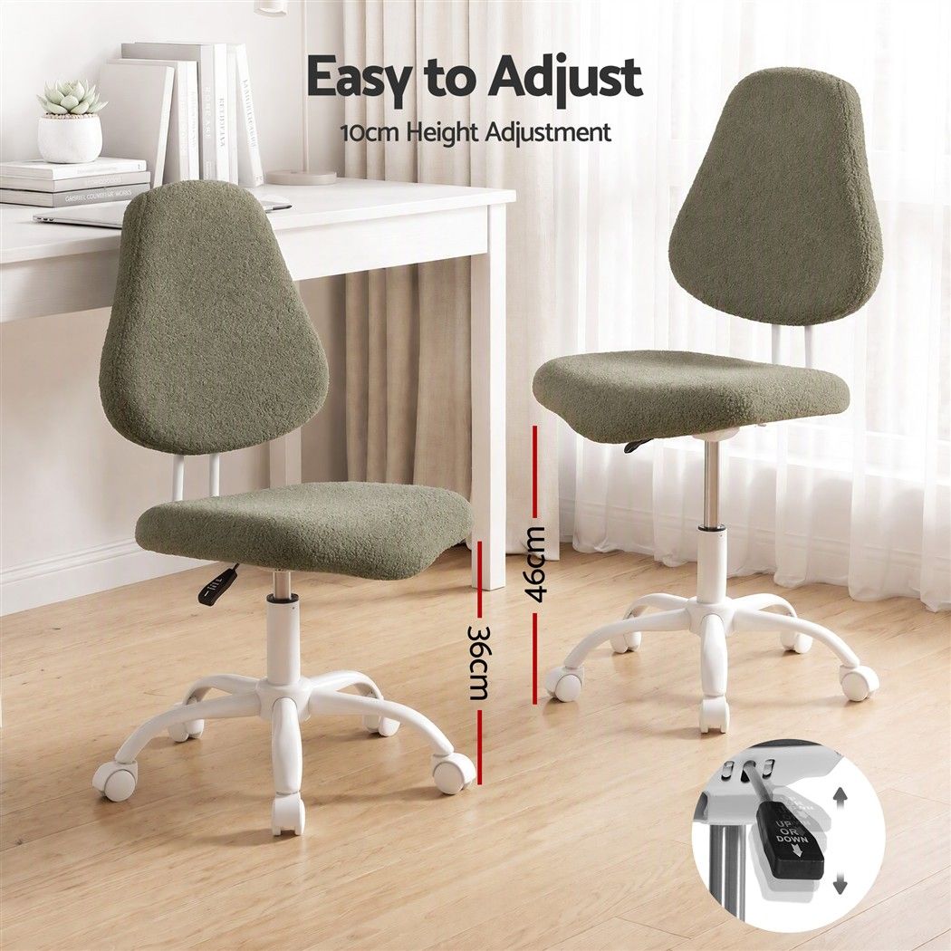 Artiss Armless Office Chair Ergonomic Soft Fleece Height Adjustable Vanity Desk Chair Green Bedworld