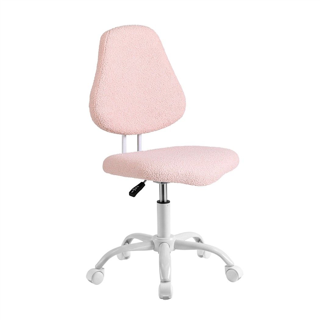 Artiss Armless Office Chair Ergonomic Soft Fleece Height Adjustable Vanity Desk Chair Pink Bedworld