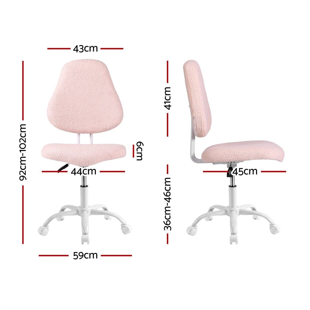 Artiss Armless Office Chair Ergonomic Soft Fleece Height Adjustable Vanity Desk Chair Pink Bedworld