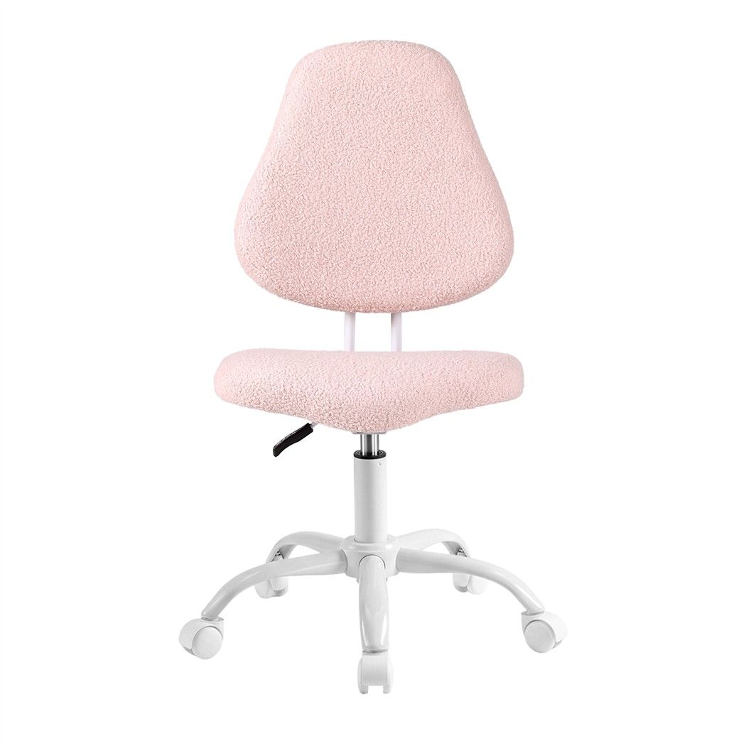 Artiss Armless Office Chair Ergonomic Soft Fleece Height Adjustable Vanity Desk Chair Pink Bedworld