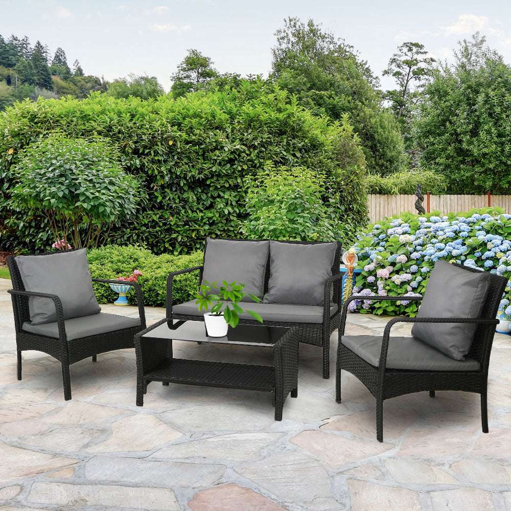 Gardeon Outdoor Sofa Set Lounge Setting Wicker Table