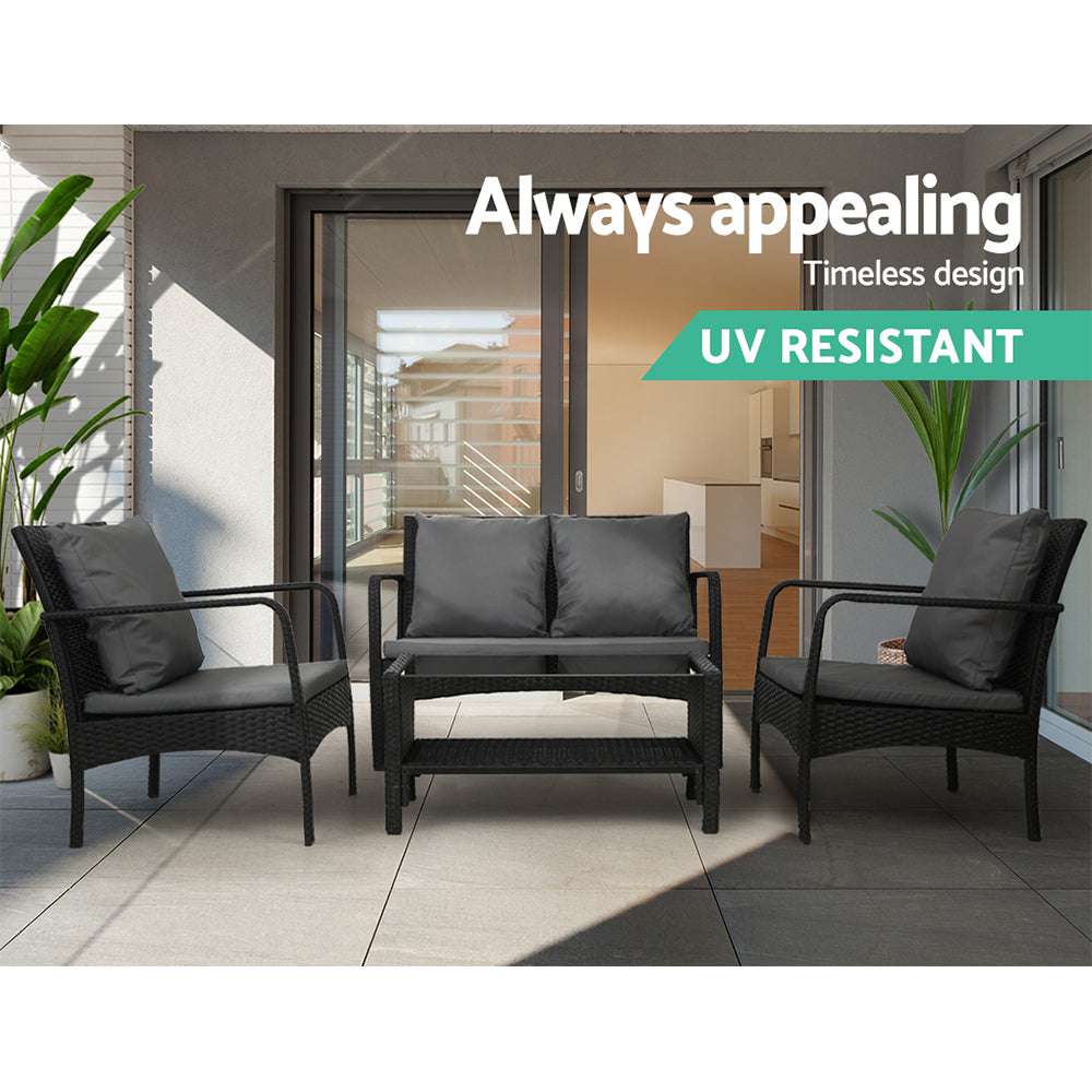 Gardeon Outdoor Sofa Set Lounge Setting Wicker Table