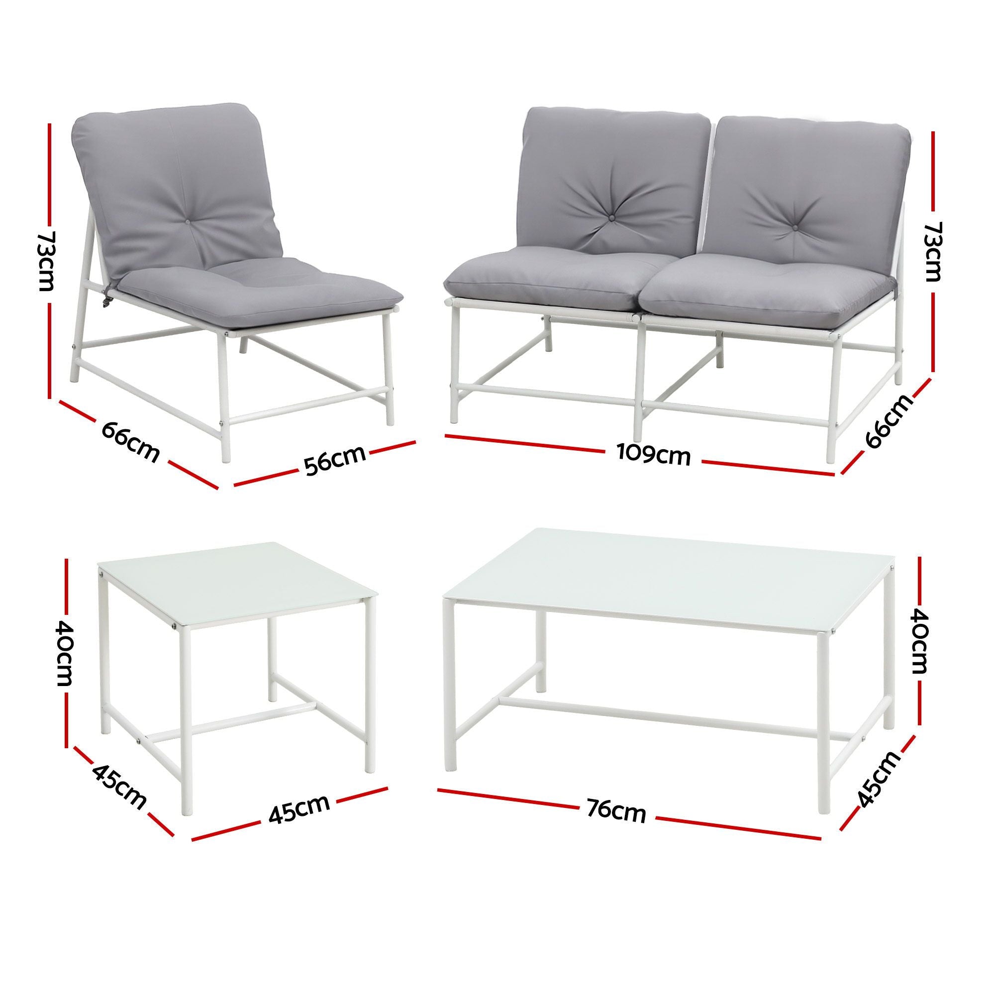 Gardeon 5-Piece Outdoor Sofa Set with Cushions table and Chairs White Bedworld