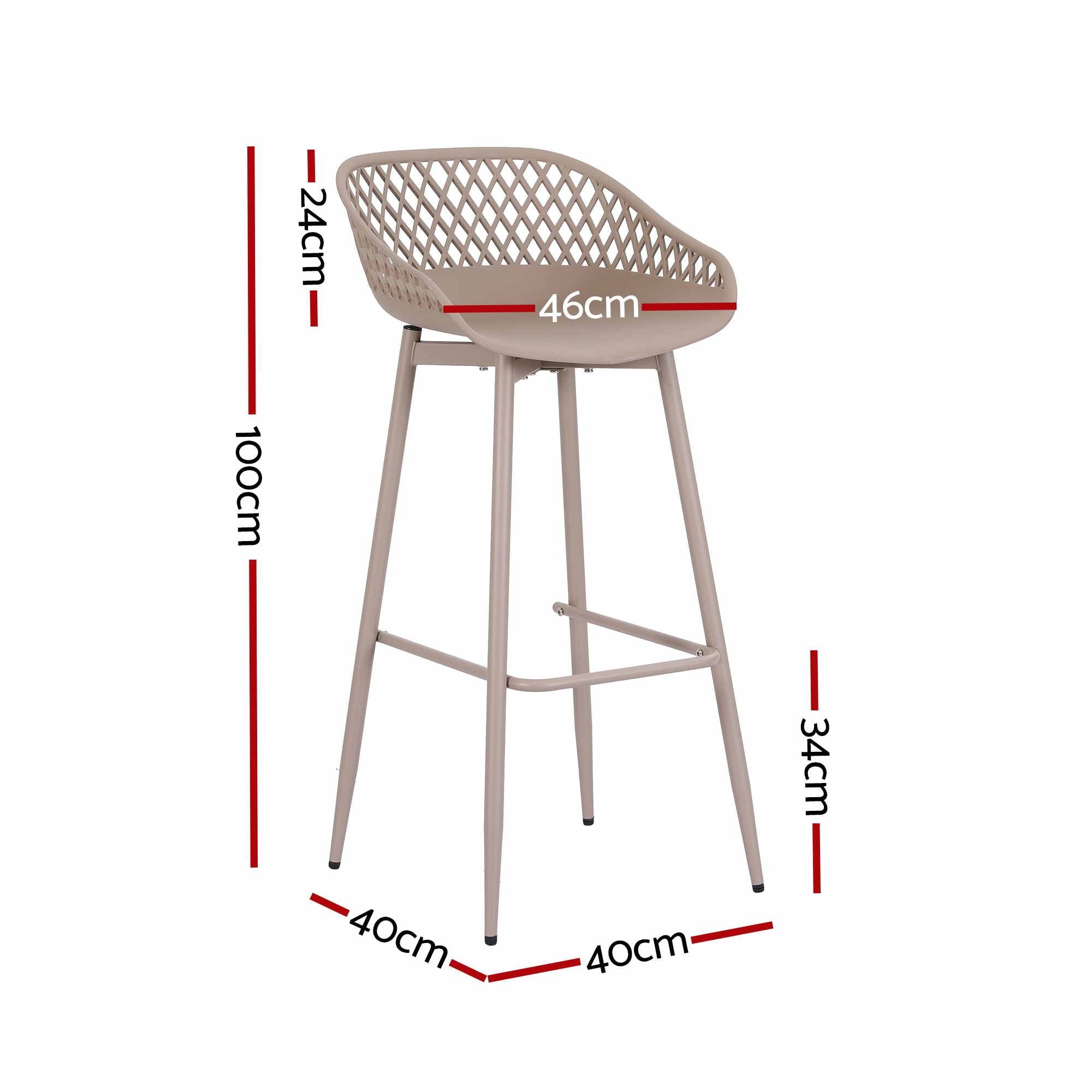 Gardeon 4-Piece Outdoor Bar Stools Plastic Metal Dining Chair Furniture Coffee Bedworld